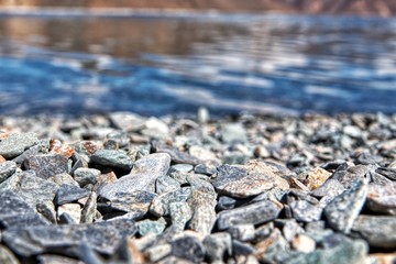 Stones close up at a lake