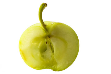 Half an apple on a white background