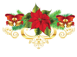 Christmas banner with poinsettia
