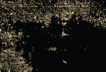 Vector grunge gold texture isolated on black. Patina scratch golden background.