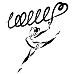 ballerina or gymnast with the word Love from the tape