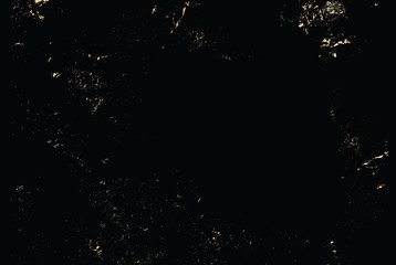 Obraz na płótnie Canvas Vector grunge gold texture isolated on black. Patina scratch golden background.
