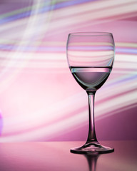 Wine glass in the club light night on weekends and holidays