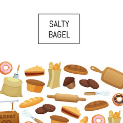 Vector cartoon bakery background illustration web banner. Page for website