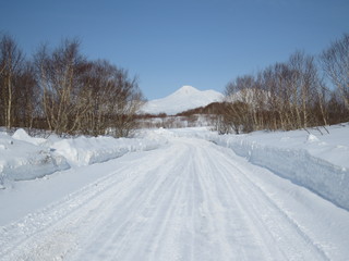 Beautiful winter volcanic landscape of Kamchatka Peninsula