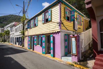 Street landscape of the city Road Town in Tortola