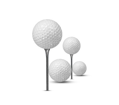 Many golf balls isolated on white background.