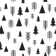 Set of simple Christmas patterns. color illustration of Christmas trees. flat design. winter