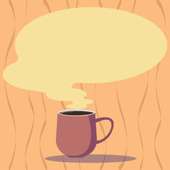 Design business concept Empty copy text for Web banners promotional material mock up template. Mug Vector Cup of Hot Coffee with Blank Color Speech Bubble as Steam icon