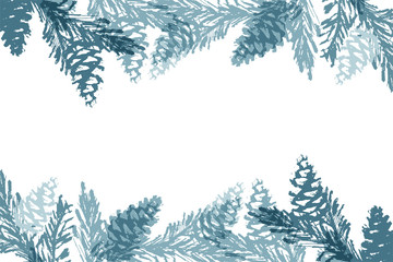 Chic winter pastel gold print pine braches botany design