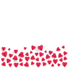 Hearts on abstract love background with paper cut hearts