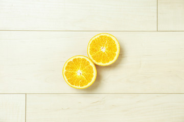 orange on wood table