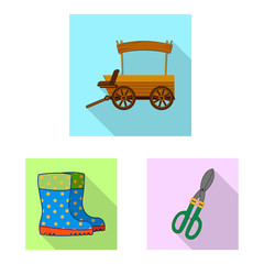 Vector illustration of farm and agriculture symbol. Collection of farm and plant stock vector illustration.