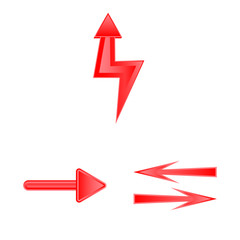 Vector illustration of element and arrow sign. Set of element and direction stock symbol for web.