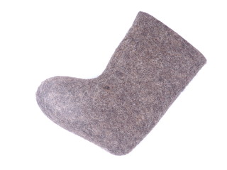 felt boot on white background