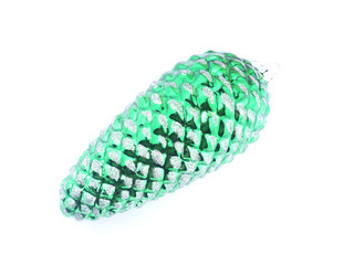 Christmas tree cone toy on white background