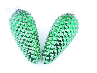 Christmas tree cone toy on white background