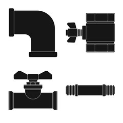 Vector design of pipe and tube sign. Set of pipe and pipeline stock vector illustration.