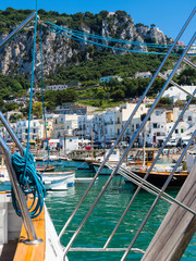 Marina Grande, harbor promenade with boats, Capri, Gulf of Naples, Campania, Italy