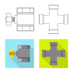 Isolated object of pipe and tube icon. Set of pipe and pipeline vector icon for stock.