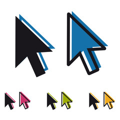 Computer Mouse Click Pointer Arrow - Colorful Vector Illustration - Isolated On White Background