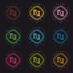 Dollar Money Buttons - Modern Colorful Vector Circles - Isolated On Black Background