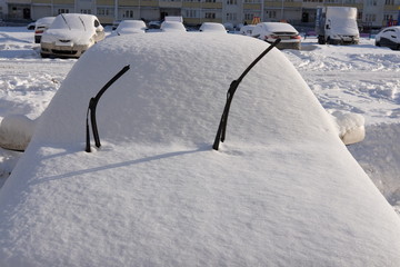 the car was covered with snow