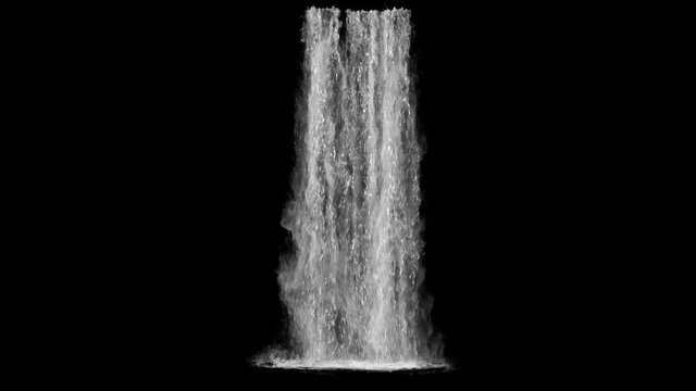 waterfall texture seamless loop, 4k, isolated on black with alpha and separate foam layer