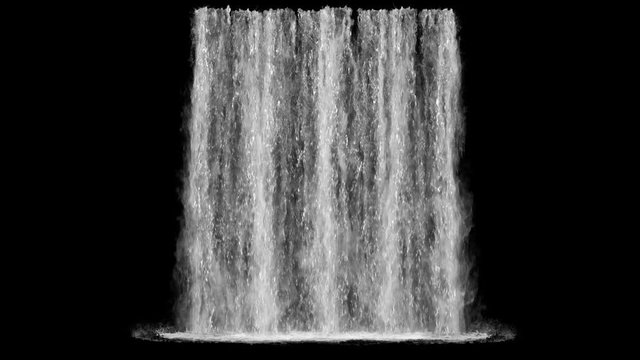 waterfall texture seamless loop, 4k, isolated on black with alpha and separate foam layer