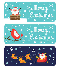 Collection of cute horizontal Christmas banners. Vector illustration in a flat style.