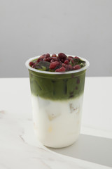 Grass jelly Matcha latte