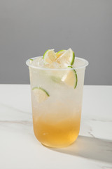 Green lemon water bubbles