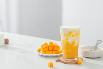 Mango ice cream milk tea