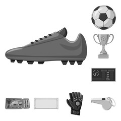 Vector illustration of soccer and gear symbol. Set of soccer and tournament stock vector illustration.