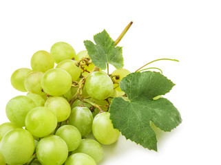 Ripe sweet grapes on white background