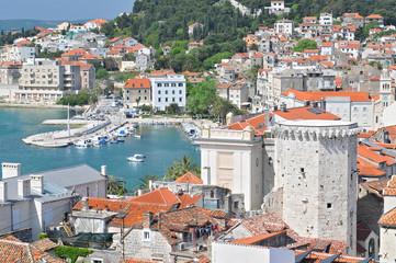 View of Split from Bell Tower of the cathedral of Saint Doimus.
