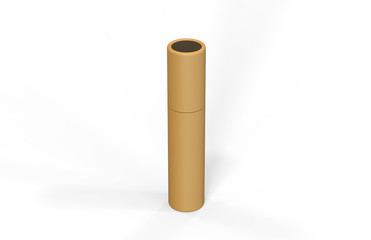 Paper tube mock up on isolated white background, 3d illustration