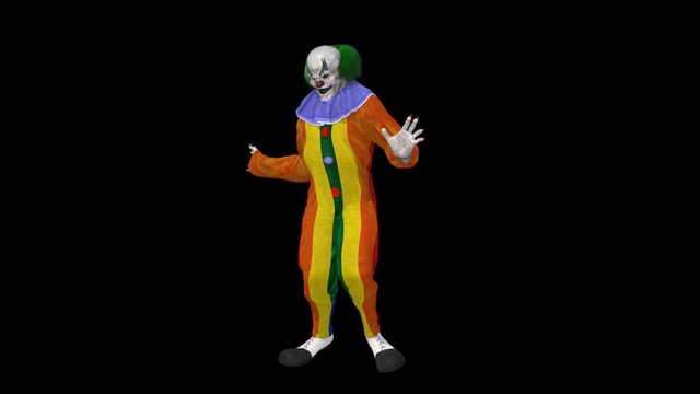 clown dances, Animation, Alpha Channel ,isolated