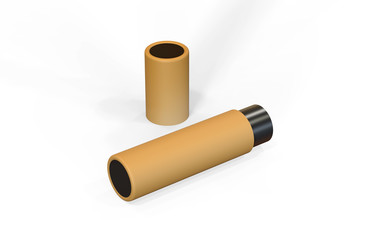 Paper tube mock up on isolated white background, 3d illustration