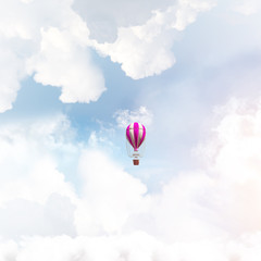 Fototapeta premium Flying hot air balloon in the air.