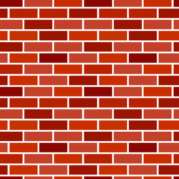 Red brick wall background. Seamless vector pattern. Brickwork & masonry texture. Running bond