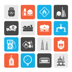 Natural gas fuel and energy industry icons  - vector icon set