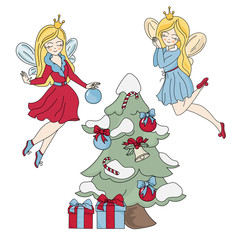 CHRISTMAS DECOR New Year Vector Illustration for Print, Invitation, Greeting, Decoration, Congratulation