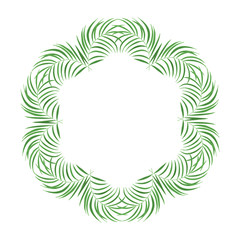 Hand drawn Palm leaves jungle frame. Tropical leaf invitation card border. Vector isolated illustration.