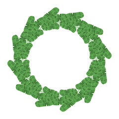 Hand drawn banana leaves frame. Tropical leaf invitation card borders. Vector isolated illustration. Jungle wreath.