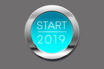metallischer Button Start 2019