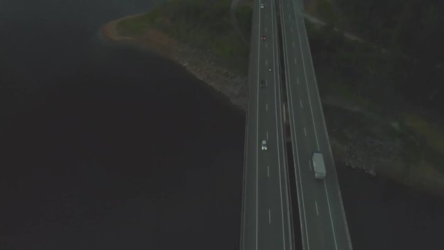 Aerial drone shot camera tilt up on tamoios road