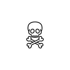 skull head skeleton line black icon on white background