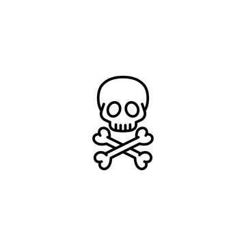 skull head skeleton line black icon on white background