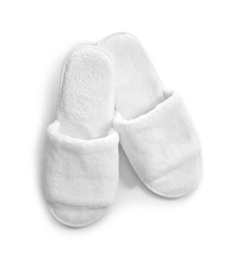 Soft slippers on white background